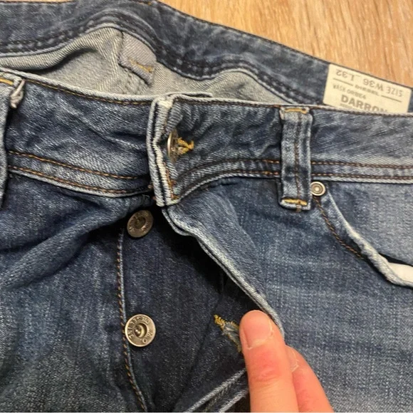 Diesel Darron Regular Slim Tapered Denim Jeans ORBE4 Wash Button Fly 36x32 - Picture 5 of 10